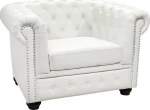 Πολυθρονα T.Chesterfield Τεχνοδερμα Λευκο Ματ 110X90X73 Εκ.