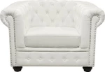 Πολυθρονα T.Chesterfield Τεχνοδερμα Λευκο Ματ 110X90X73 Εκ.