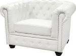 Πολυθρονα T.Chesterfield Τεχνοδερμα Λευκο Ματ 110X90X73 Εκ.