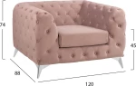 Πολυθρονα Albert T.Chesterfield Σαπιο Μηλο Βελουδο Hm3130.05 120Χ88Χ74Υεκ.