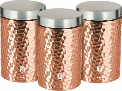 Berlinger Haus Βάζο για Ζάχαρη / Καφέ / Τσάι Μεταλλικό Metallic Line Rose Gold Edition Σετ 3τμχ