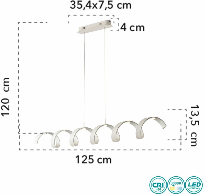 Fan Europe Helix-S6C BCO Κρεμαστό Φωτιστικό Μοντέρνο LED 3000K Λευκό
