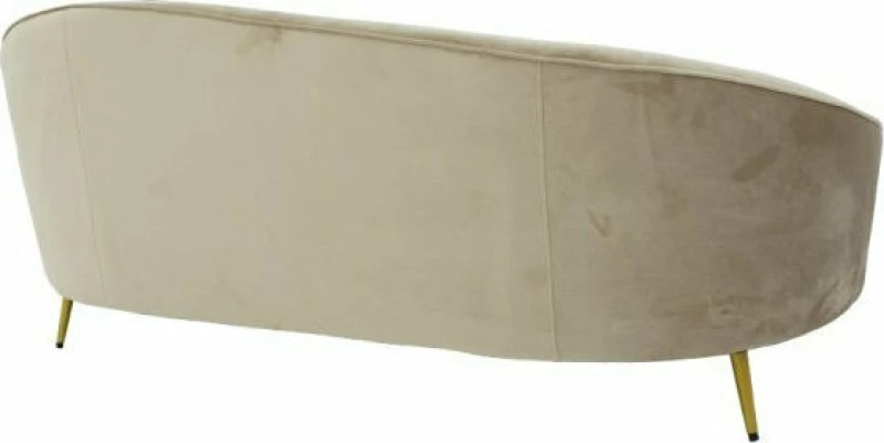 Amora Τριθέσιος Καναπές Βελούδινος Μπεζ / Χρυσό 180x81εκ.
