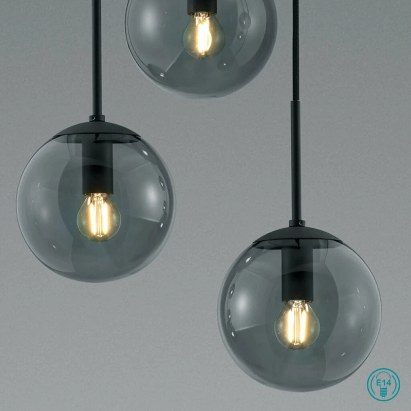 Trio Lighting Κρεμαστό Φωτιστικό Μοντέρνο Τρίφωτο Μαύρο