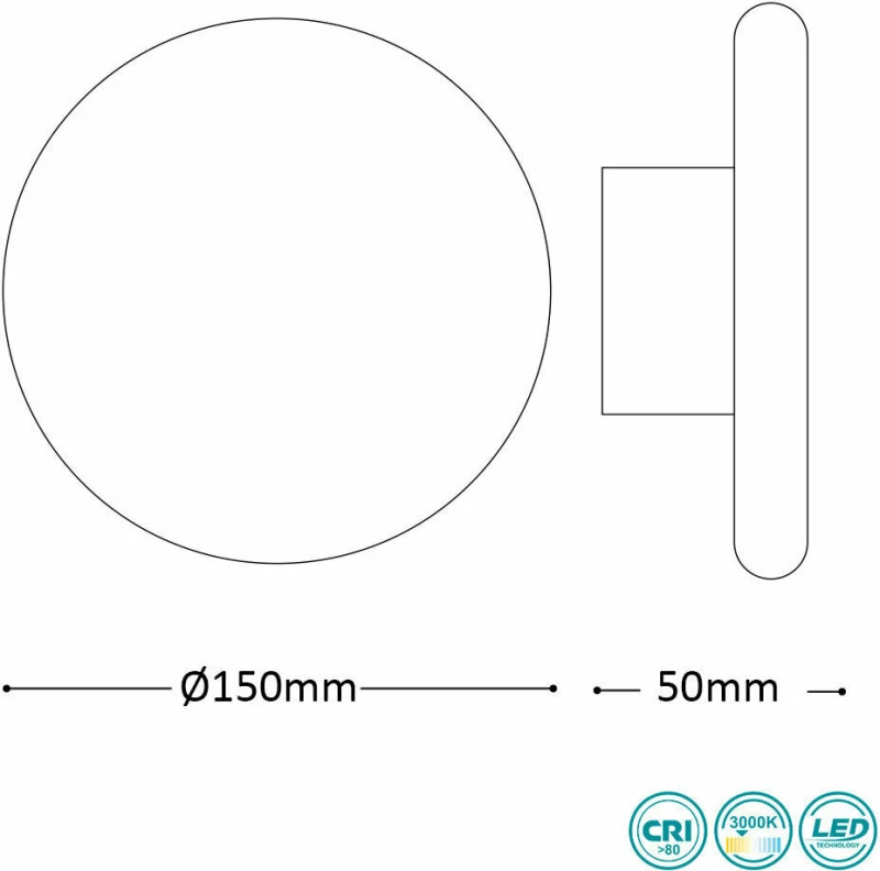 Ideal Lux Led Cover AP1 Round Small Φωτιστικό Τοίχου Μαύρο