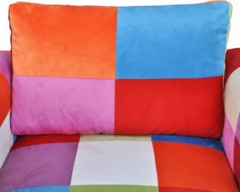 vidaXL Πολυθρόνα Cube με Σχέδιο Patchwork και Πόδια Χρωμίου Υφασμάτινη