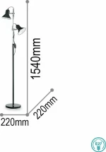 Ideal Lux Polly PT2 Φωτιστικό Δαπέδου Μαύρο με Ύψος 154cm