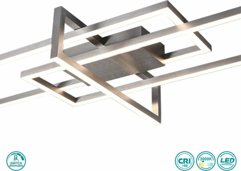 Trio Lighting Salinas Πλαφονιέρα Οροφής Ασημί από Μέταλλο Νίκελ Ματ