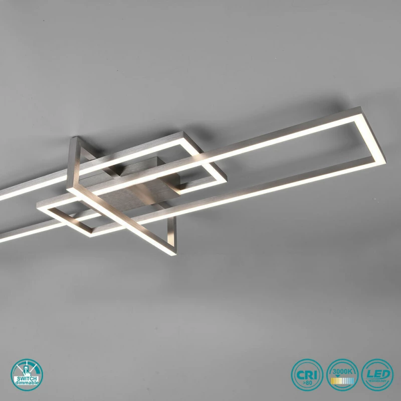 Trio Lighting Salinas Πλαφονιέρα Οροφής Ασημί από Μέταλλο Νίκελ Ματ