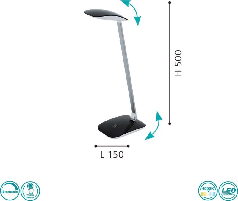 Φωτιστικό Γραφείου Led Cajero 95696 Black Eglo