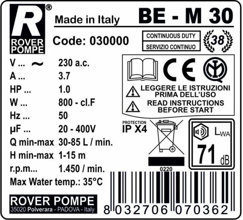 Rover Pompe BE-M 30 030000