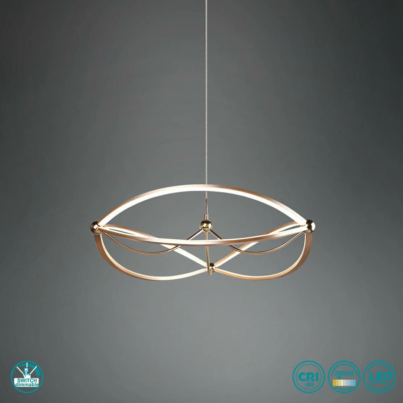 Trio Lighting Κρεμαστό Φωτιστικό Μοντέρνο LED Χάλκινο