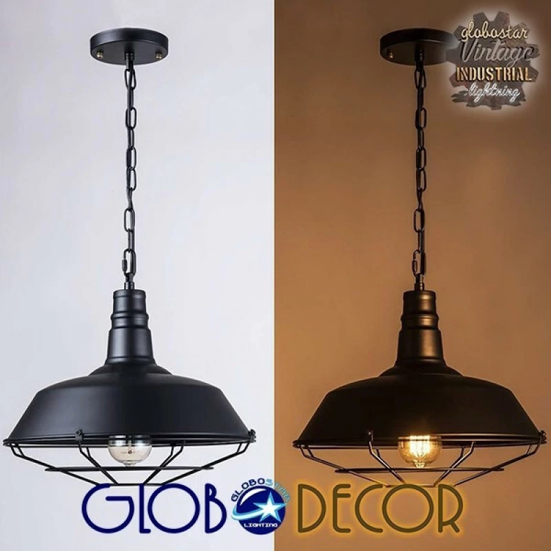 GloboStar Κρεμαστό Φωτιστικό Μοντέρνο Μονόφωτο Μαύρο
