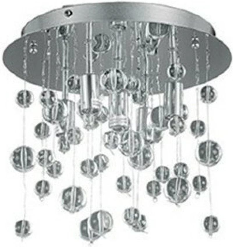 Ideal Lux Neve PL5 Πλαφονιέρα Οροφής Ασημί με Κρύσταλλα