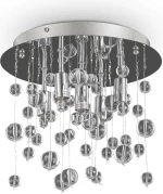 Ideal Lux Neve PL5 Πλαφονιέρα Οροφής Ασημί με Κρύσταλλα