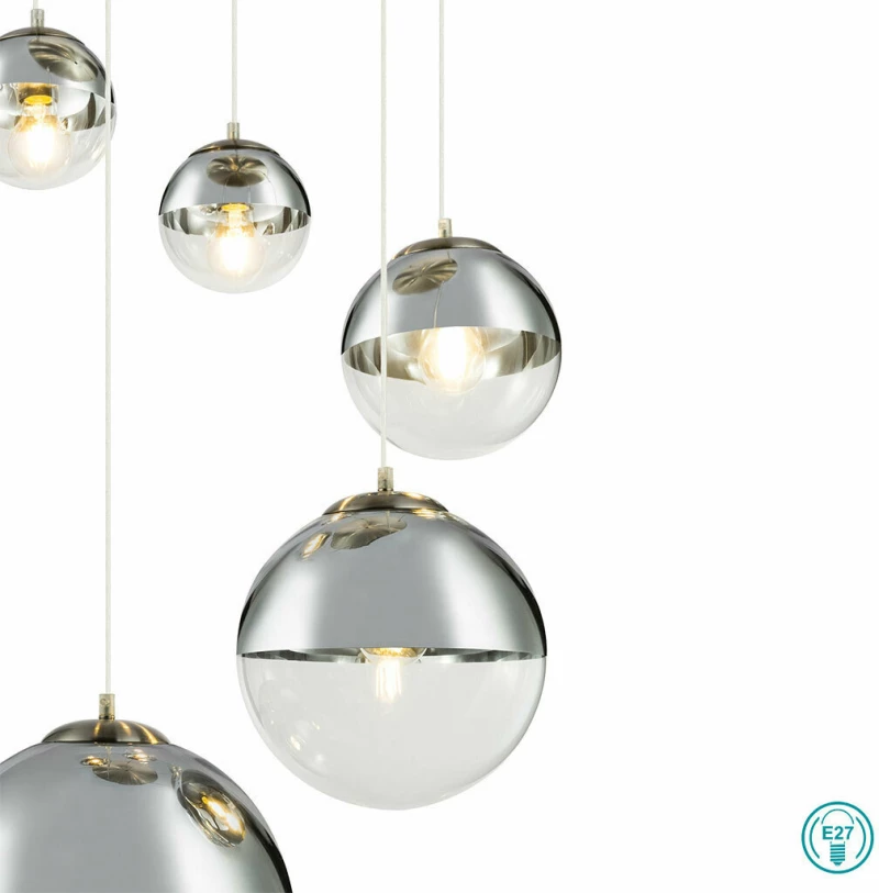 Globo Lighting Varus Κρεμαστό Φωτιστικό Μοντέρνο Πολύφωτο Ασημί