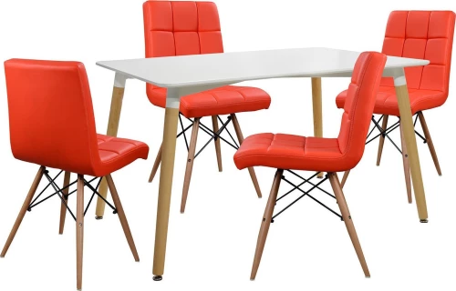 Homemarkt Σετ Τραπεζαρια 5Τ Τραπεζι Minimal 120Χ80-Rosa Κοκκινο Hm10077.04