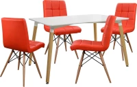 Homemarkt Σετ Τραπεζαρια 5Τ Τραπεζι Minimal 120Χ80-Rosa Κοκκινο Hm10077.04