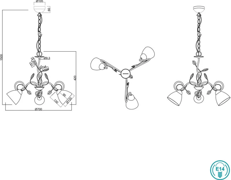 Trio Lighting Traditio Κρεμαστό Φωτιστικό Μοντέρνο Τρίφωτο Λευκό