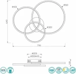 Trio Lighting Aaron Πλαφονιέρα Οροφής Μαύρη από Μέταλλο Smart