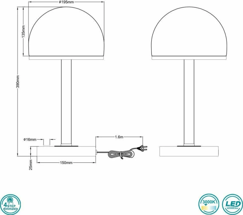 Trio Lighting Berlin Πορτατίφ με Λευκό Καπέλο και Ασημί Βάση