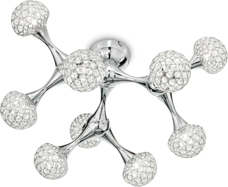 Ideal Lux Nodi Crystal PL9 Πλαφονιέρα Οροφής Ασημί από Μέταλλο