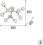 Ideal Lux Nodi Crystal PL9 Πλαφονιέρα Οροφής Ασημί από Μέταλλο