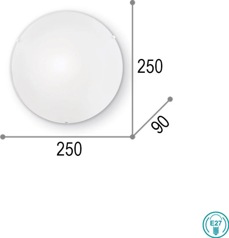 Ideal Lux Simply PL1 Πλαφονιέρα Οροφής Λευκή από Γυαλί