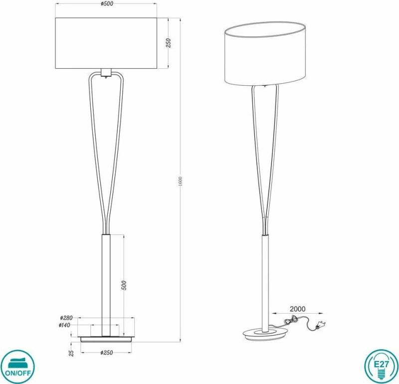 Trio Lighting Paris Ii Φωτιστικό Δαπέδου Λευκό με Ύψος 160cm