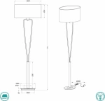 Trio Lighting Paris Ii Φωτιστικό Δαπέδου Λευκό με Ύψος 160cm