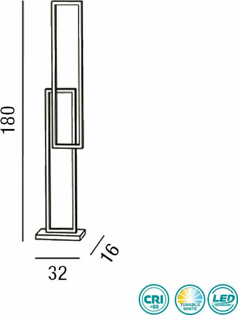 Perenz Cross Φωτιστικό Δαπέδου Λευκό με Ύψος 160cm