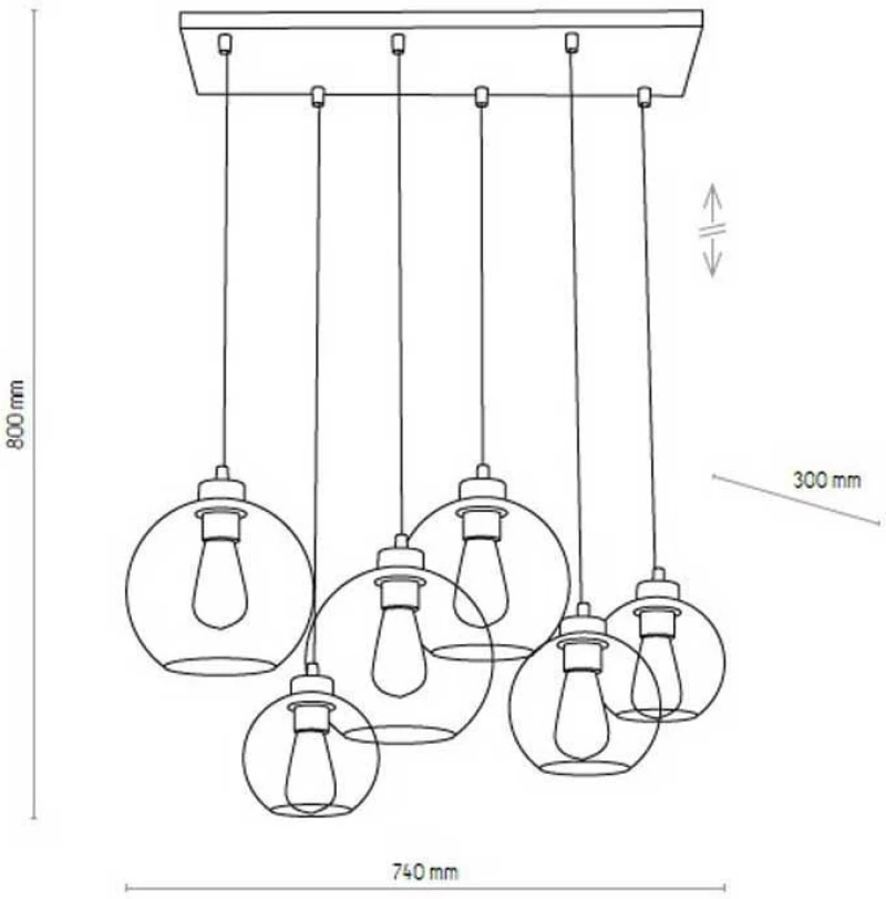 TK Lighting Cubus Κρεμαστό Φωτιστικό Μοντέρνο Πολύφωτο Διάφανο