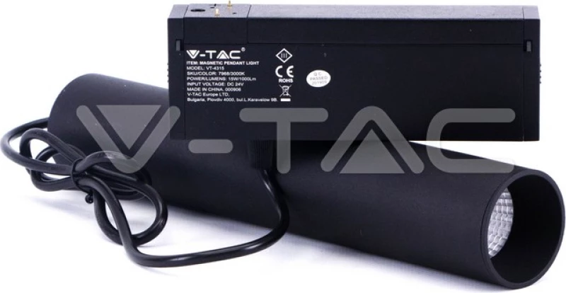 V-TAC Κρεμαστό Φωτιστικό Μοντέρνο LED Ράγα Μαύρο