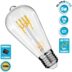 GloboStar Λάμπα LED για Ντουί E27 και Σχήμα ST64 Θερμό Λευκό 510lm Dimmable