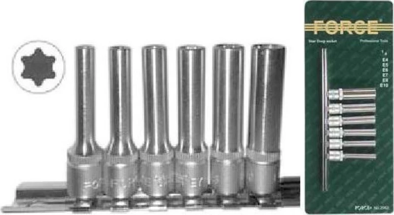 Force Σετ Καρυδάκια Μακριά 1/4" Torx Θηλυκά 2062 6τμχ