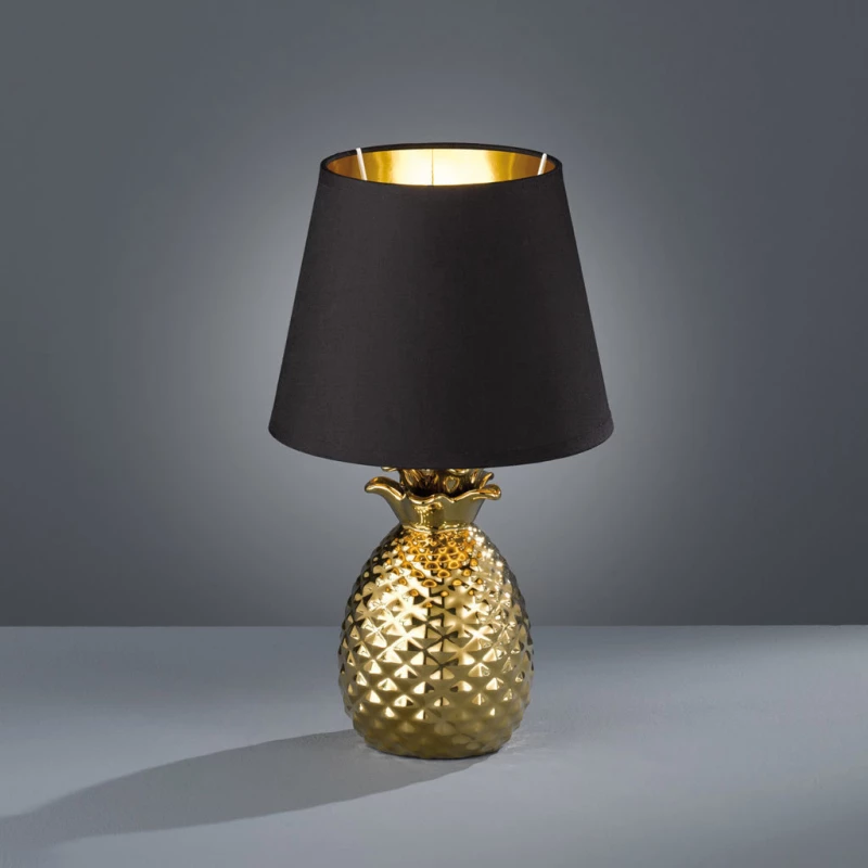 Trio Lighting Pineapple Πορτατίφ με Μαύρο Καπέλο και Χρυσή Βάση