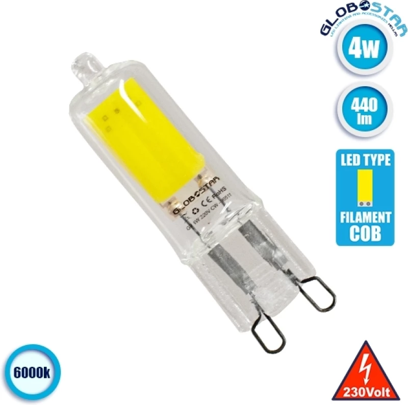 GloboStar Λάμπα LED για Ντουί G9 Ψυχρό Λευκό 440lm
