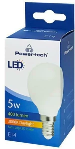 Powertech Λάμπα LED για Ντουί E14 Θερμό Λευκό 400lm