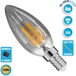 GloboStar Λάμπα LED για Ντουί E14 και Σχήμα C35 Θερμό Λευκό 400lm Dimmable