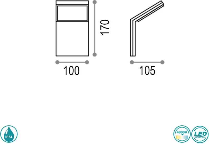 Ideal Lux Led Style AP1 Επιτοίχιο Εξωτερικό Φωτιστικό 221502
