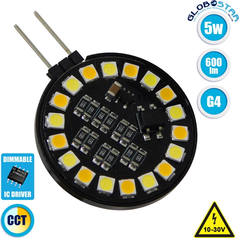 GloboStar Λάμπα LED για Ντουί G4 Ρυθμιζόμενο Λευκό 600lm Dimmable