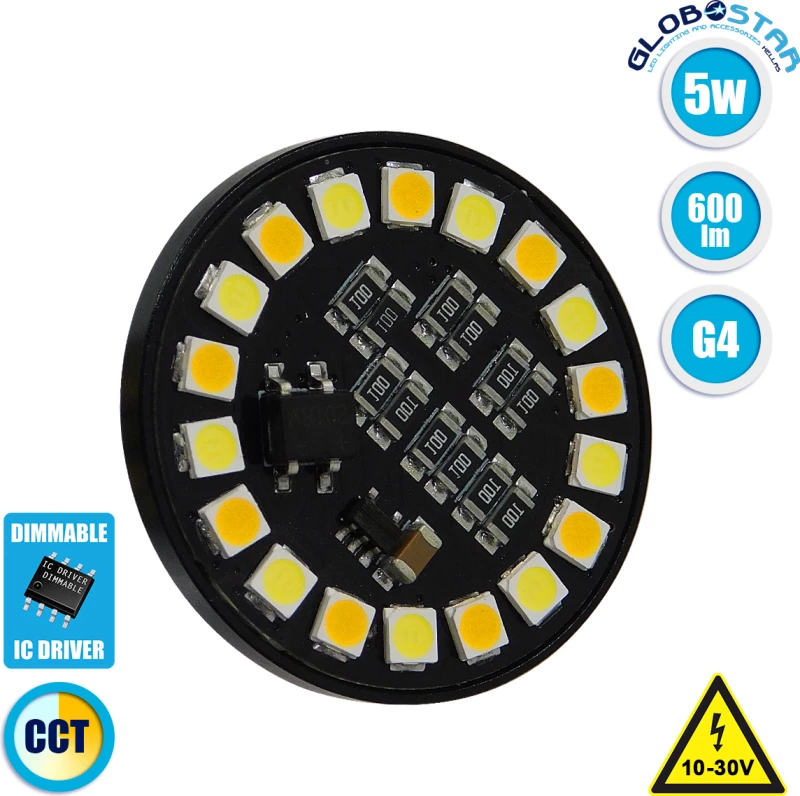 GloboStar Λάμπα LED για Ντουί G4 Ρυθμιζόμενο Λευκό 600lm Dimmable