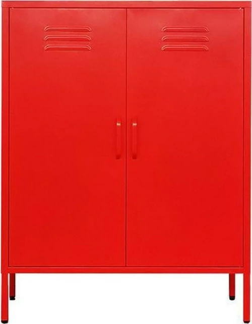 Δίφυλλη Ντουλάπα Μεταλλικός Κόκκινη 80x40x102cm