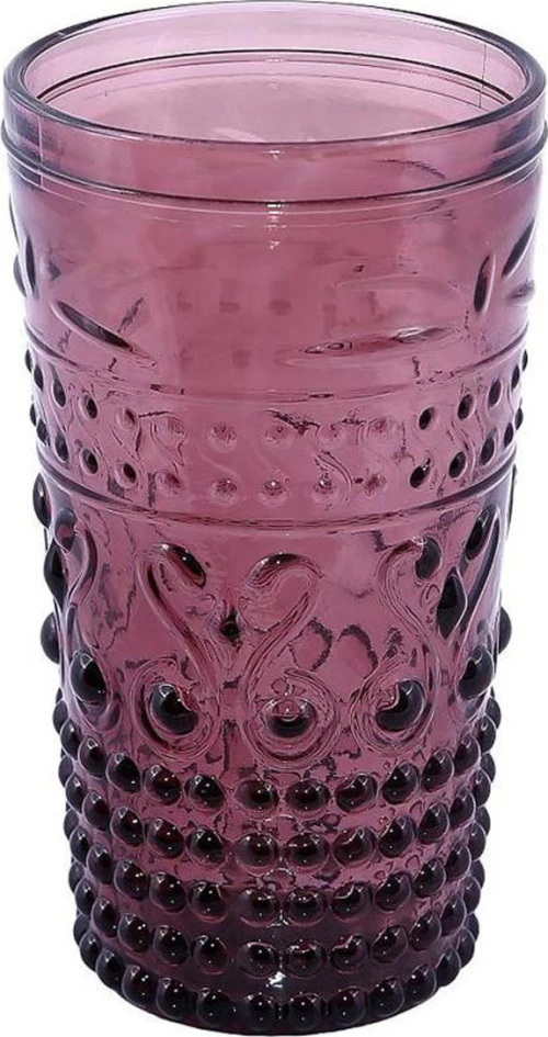Espiel Ποτήρι Νερού Embossed Γυάλινο Μωβ 550ml 6τμχ