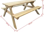 Τραπέζι Πικ-νικ 150 x 135 x 71,5 εκ. Ξύλινο