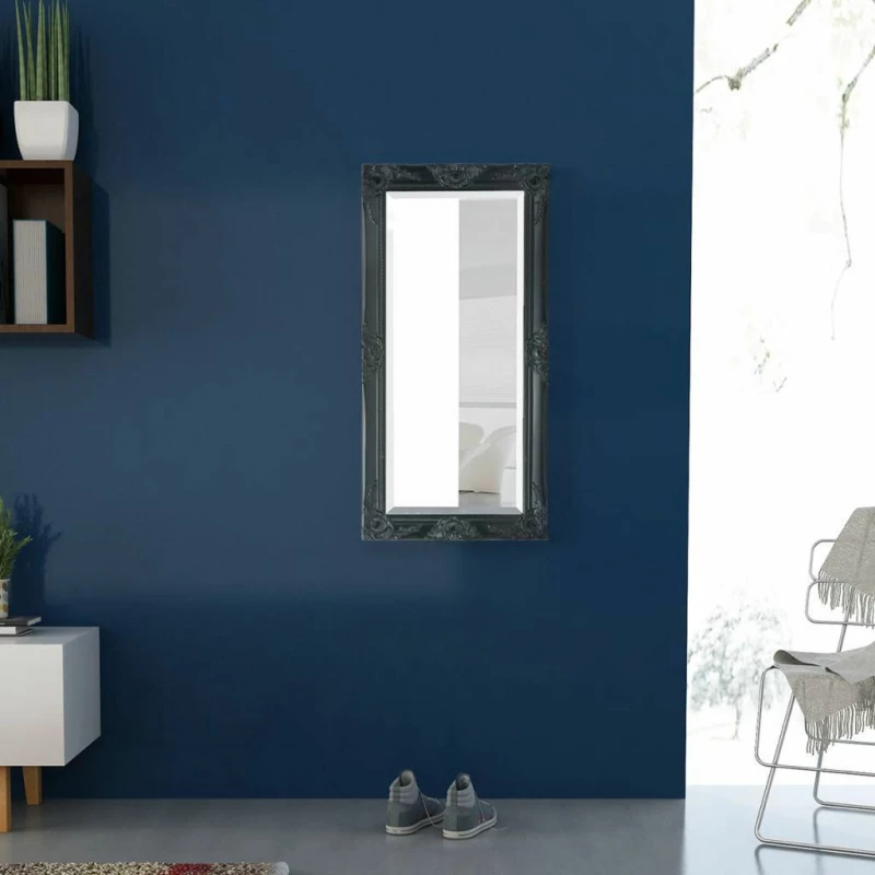 vidaXL Καθρέπτης Τοίχου με Μαύρο Ξύλινο Πλαίσιο 100x50cm