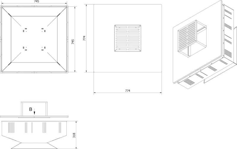 Kratki Ψησταριά Κάρβουνου 77.4x77.4cm Quadrum BBQ