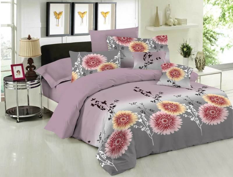 Le Blanc Σετ Σεντόνια Μονά με Λάστιχο 100x200x33 Chrysanthemum Lilac