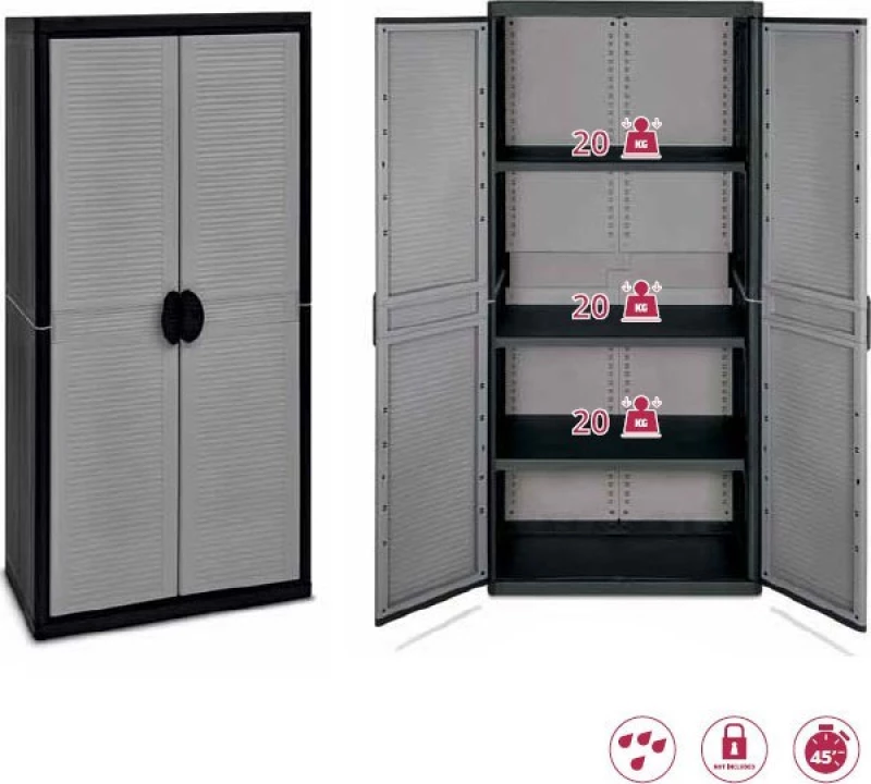 Δίφυλλη Ντουλάπα Jumbo QBlack Πλαστική 2900 89.7x53.7x180cm