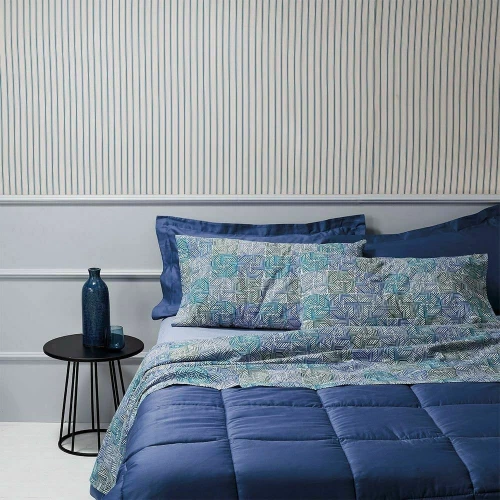 Σεντόνια Pepe B1 9196712 Σετ 4τμχ Blue Zucchi Υπέρδιπλο 175x200cm 100% Βαμβάκι